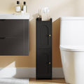Hzuaneri Bathroom Storage Cabinet, Small Corner Floor Cabinet with 2 Doors and Adjustable Shelf, Narrow Toilet Paper Cabinets, Bathroom Organizer for Small Spaces, 7.9" D x 7.9" W x 29.5" H Black