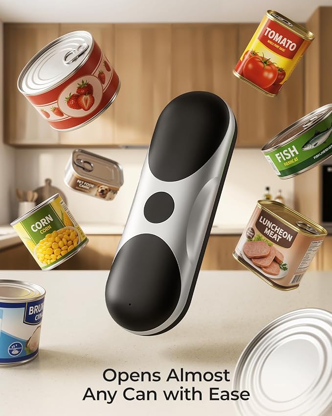 Electric Can Opener, One-Touch Automatic Can Opener, USB Rechargeable Electric Can Opener for Seniors with Arthritis- Cordless Battery Powered, Side Cut, Smooth Edge, Handsfree, for Any Size Cans