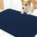 OLANLY Dog Door Mat for Muddy Paws 30x17, Absorbs Moisture and Dirt, Absorbent Non-Slip Washable Doormat, Quick Dry Chenille Mud Mat for Dogs, Entry Indoor Entryway Carpet for Inside Floor, Dark Blue