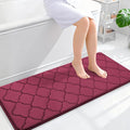 OLANLY Memory Foam Bath Mat Rug 47x20, Ultra Soft and Absorbent Bathroom Rugs, Non-Slip, Comfortable, Machine Washable Bath Carpet for Bathroom Floor, Tub, Shower and Home Decor Accessories, Burgundy