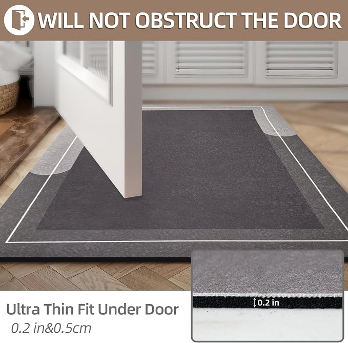 Mordem Diatomaceous Earth Bath Mat Super Absorbent Quick Dry Bath Mat, Bathroom Rugs Non Slip Washable, Thin Brown Bathroom Floor Mats-Shower Rug for in Front of Bathtub Shower, Easy Care,19.6"x31.5"