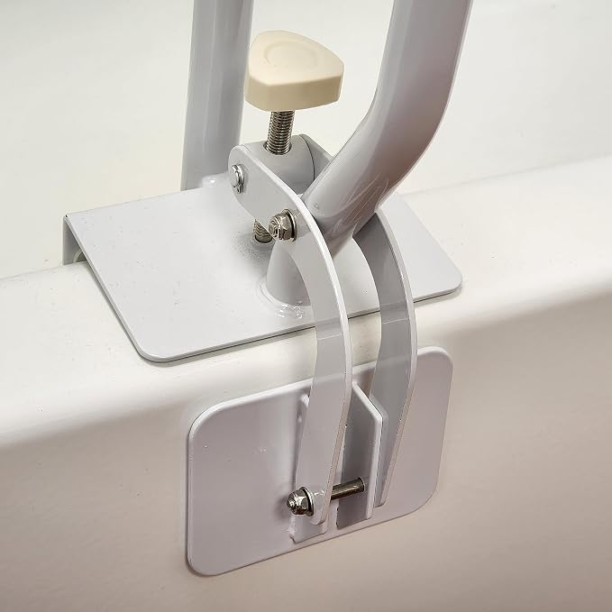 Carex White Bathtub Rail - Grab Bars for Bathroom, Bathtubs & Showers - Side Hand Grip Railing & Support - Shower Handle & Bath Tub Bar Clamps for Seniors & Elderly
