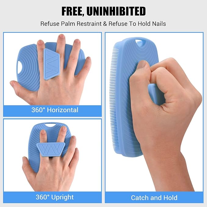 Canroom Silicone Body Scrubber - Anti Zinc Infused-Highly Elastic Bristles Exfoliating Body Scrubber for Shower Body,Cellulite Reduction,Blood Circulation - Azure