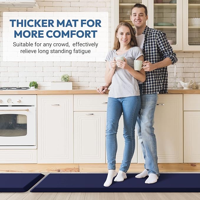 4/5 Inch Thick Kitchen Mat - Cushioned Anti Fatigue Mats for Kitchen Floor - Easy to Clean, Waterproof, Non-Slip Kitchen Rug for Sink, Office, Kitchen (22''x36'' Blue)