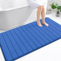 OLANLY Memory Foam Bath Mat 59x35, Super Soft Absorbent Bathroom Rugs, Quick Dry, Machine Washable Shower Floor Rugs, Bathmat Carpet, Bathroom Home Decor Accessories, Deep Navy Blue
