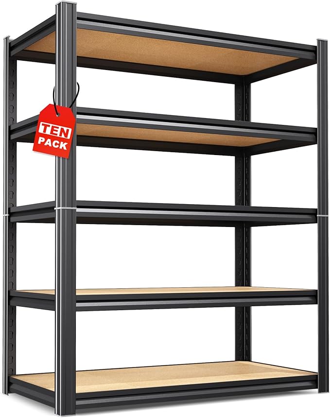 Set of 10-71"H-35"W-16D Garage Shelving-2050LBS 5 Tier Storage Shelves,Adjustable Heavy Duty Metal Shelving Unit and Storage Large Rack,Utility Steel Shelf for Shop Warehouse Industrial Pantry