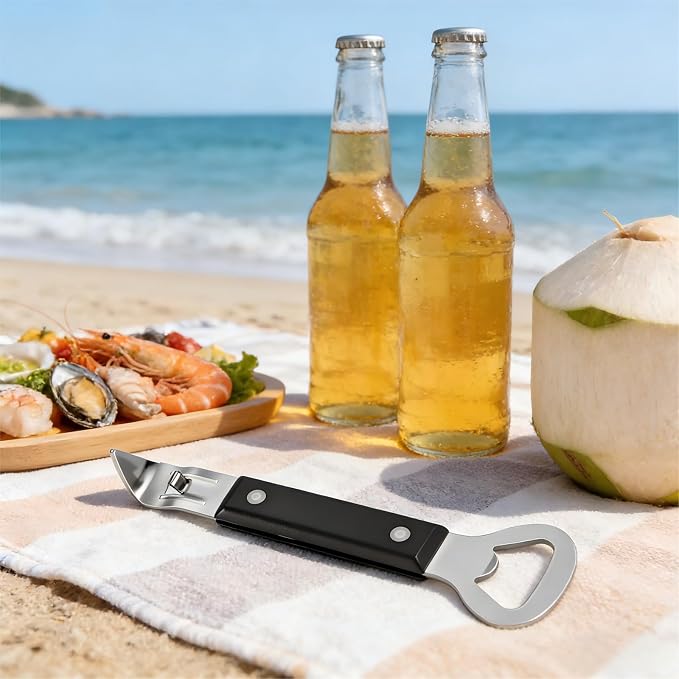 Bottle Opener, 2-in-1 Stainless Steel Can Opener with Non-Slip Handle, Ideal for Kitchen, Bar & Camping 2 Pack