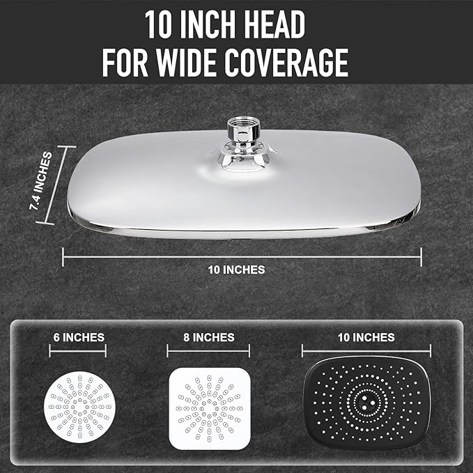 Veken 10'' Rain Shower Head with Handheld, High Pressure Rainfall Showerhead Combo with 5 Hand held Water Spray Modes for Bathroom Accessories, Home Decor, Detachable Dual Shower Heads, Chrome Silver