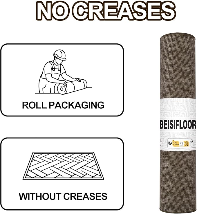 Ultra Thin Door Mat Indoor Entrance 24"x36", Low-Profile Indoor Door Mat, Non Slip Rubber Backing Welcome Entry Mat, Dirt Trapper Entryway Mat Inside Doormat, Brown