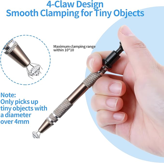 Jeweler’s Pick Up Tool Set – 4 Claw Sprinkle Pen, Piercing Ball Grabber Tool, Diamond Claw Tweezers (4pcs Stainless Steel for Jewelry, Nails, Craft, Cake Sprinkles, DIY Repair)