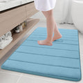 Buganda Memory Foam Bath Mat, 40" x 32", Ultra Soft and Non-Slip Bathroom Rugs, Water Absorbent and Machine Washable Bath Rug Runner for Bathroom, Shower, and Tub, Blue