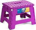 Korpai 9" Folding Step Stool for Adults and Kids Holds Up to 300 lbs,Non-Slip Folding Stools with Portable Handle, Compact Plastic Foldable Step Stool for Bathroom,Bedroom, Kitchen,Purple,1PC