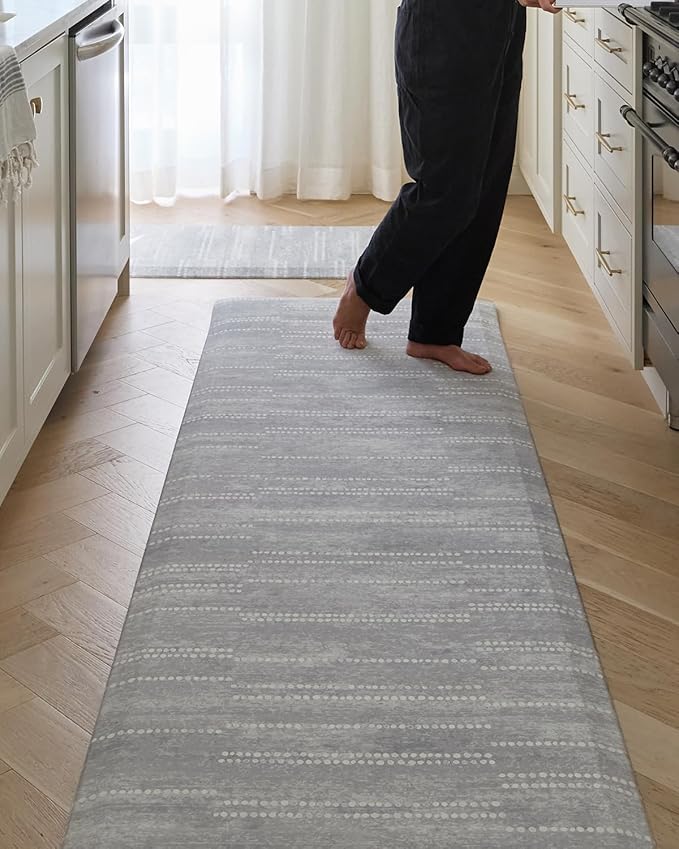 House of Noa Nama Standing Mat – Anti-Fatigue Kitchen Mats for Floor, Cushioned & Non-Slip Kitchen Comfort Mat for Standing, Thick Foam Anti-Fatigue Mat for Kitchen & Workspaces, Aspen Dove 22" x 54"