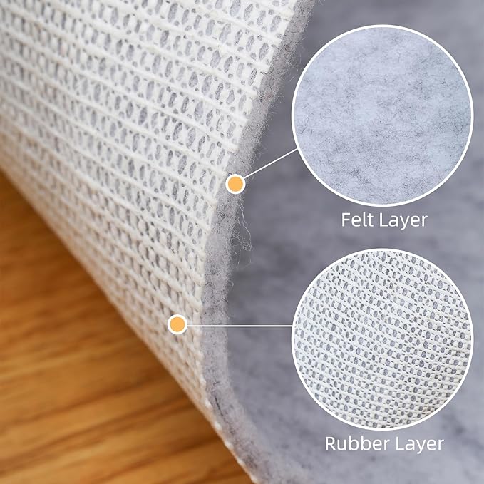 Non Slip Rug Pad, Natural Rubber Backing Rug Pads 1/4” Thick, Felt Rug Gripper Pad, Non Slip Under Carpet Mat, Under Rug Cushion for Hardwood Floors, Carpet Runners (3x5FT)