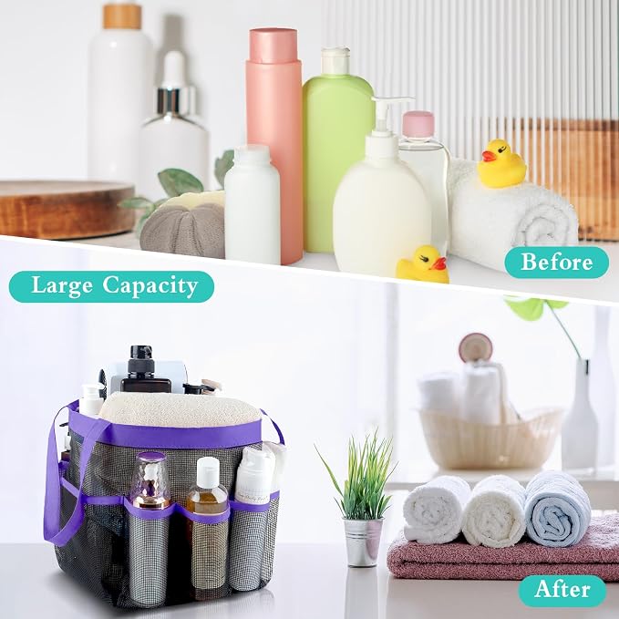 Attmu Mesh Shower Caddy Portable, Quick Dry Hanging Shower Tote Bag for College Dorm Room Essentials, Large Capacity Shower Caddy Dorm for Bathroom Gym Swimming
