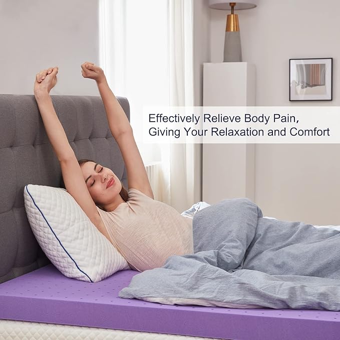 SINWEEK 1.5 Inch Gel Memory Foam Mattress Topper Ventilated Soft Pressure Relieve Mattress Pad, Breathable Bed Topper, CertiPUR-US Certified, Full Size