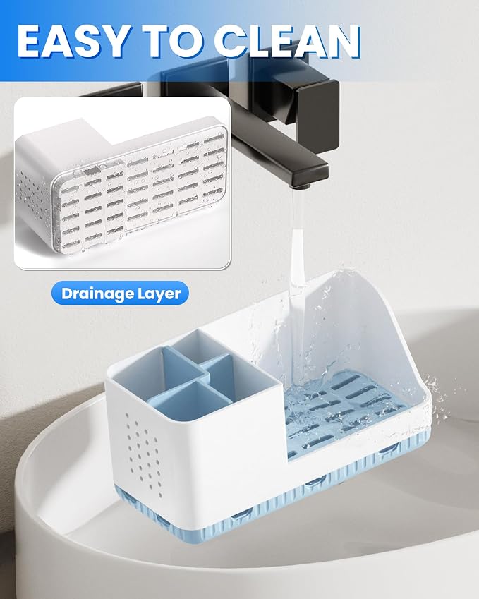 Toothbrush Holders for Bathroom Counter - Detachable Bathroom Organizer and Storage Electric Toothbrush and Toothpaste Holder, Bathroom Decor Accessories for Countertop, Shower, Sink