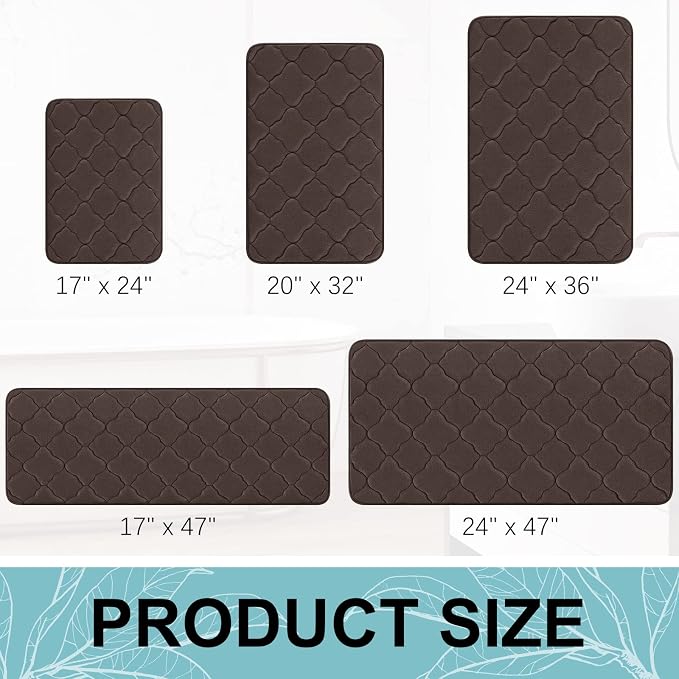 OLANLY Memory Foam Bath Mat Rug 36x24, Ultra Soft and Absorbent Bathroom Rugs, Non-Slip, Comfortable, Machine Washable Bath Carpet for Bathroom Floor, Tub, Shower and Home Decor Accessories, Brown