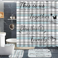 4Pcs Family Shower Curtain Sets with Non-Slip Rugs, Toilet Lid Cover and Bath Mat, Wood Grain Home Bathroom Decor Set Accessories Waterproof Shower Curtains with 12 Hooks, 72 x 72 Inch