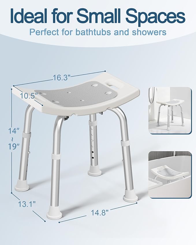 HOMLAND Shower Chair for Inside Shower, 400 lbs Adjustable Shower Stool with Suction Feet, Shower Seat for Inside Tub Bathroom Bench Bath Chair for Elderly and Disabled - Light Gray