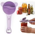 4-in-1 Adjustable Jar Opener for Seniors & Weak Hands - Multifunctional Stainless Steel Can Opener, Bottle Cap Gripper for Arthritis Sufferers - Kitchen Gadgets for Easy Opening（Purple）