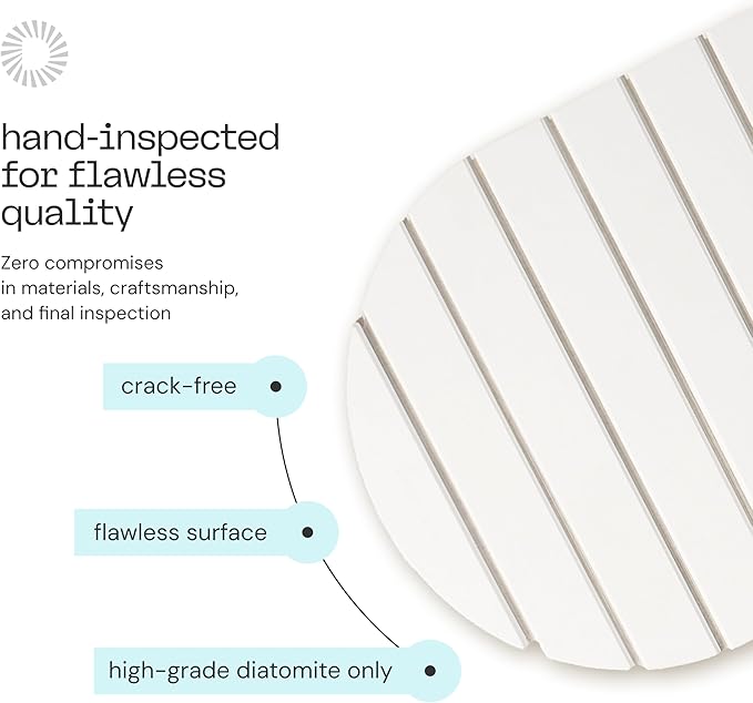 Deepstone Foldable Stone Bath Mat – Large Diatomaceous Earth Mat, Quick Dry with Non-Slip Base, Water Absorbing Bathroom and Shower Stone Mat, Easy to Clean (24” x 15”), White