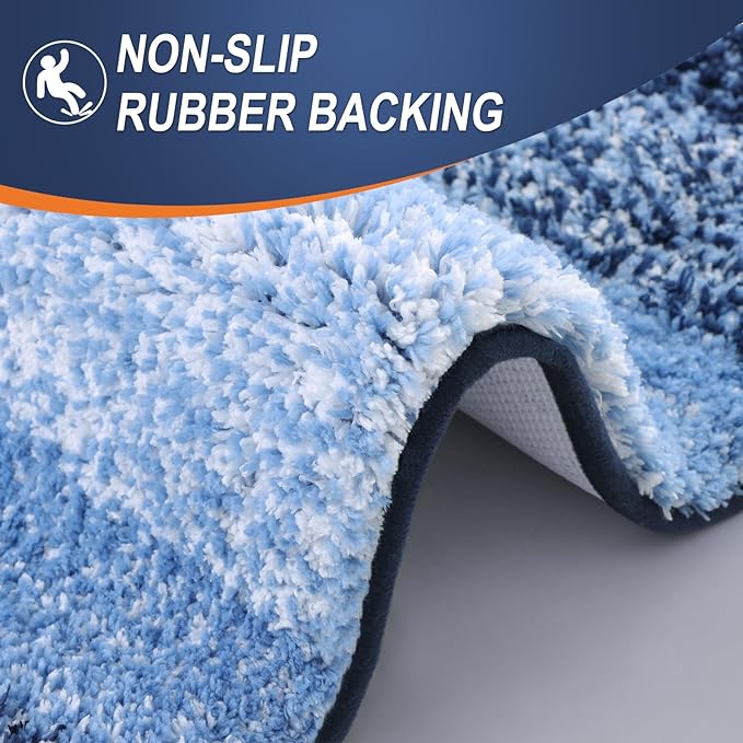 OLANLY Bathroom Runner Rugs Mat 44x20, Extra Soft Absorbent Microfiber Bath Rugs, Rubber Backing, Quick Dry, Washable Long Bath Mats for Bathroom Floor, Tub and Shower, Home Decor Accessories, Navy