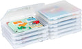 IRIS USA Board Game Storage Containers, 10-Pack |Made in USA| Organizers with Built-In Handle & Snap-Tight Lid for Puzzles, Scrapbook, and Fits 8.5" x 11" or A4 Papers, Slim - Clear