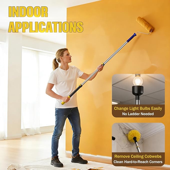 1.5-3ft Compact Paint Extension Pole - Perfect for Indoor Touch-ups & Window Cleaning - Lightweight Aluminum with Universal Thread - Quick Setup for Small Projects