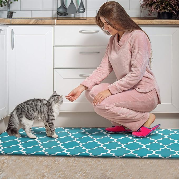 KMAT Kitchen Mat [2 PCS] Cushioned Anti-Fatigue Kitchen Rug, Waterproof Non-Slip Mats and Rugs Heavy Duty PVC Ergonomic Comfort Standing Foam Mat for Kitchen, Floor Home, Office, Sink, Laundry