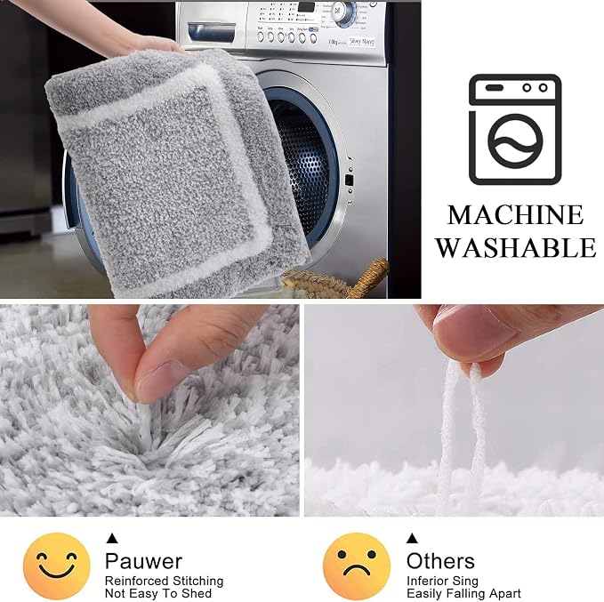 Pauwer Bathroom Sets - Non Slip Bath Mats, Absorbent Shower Rugs for Tub and Floor