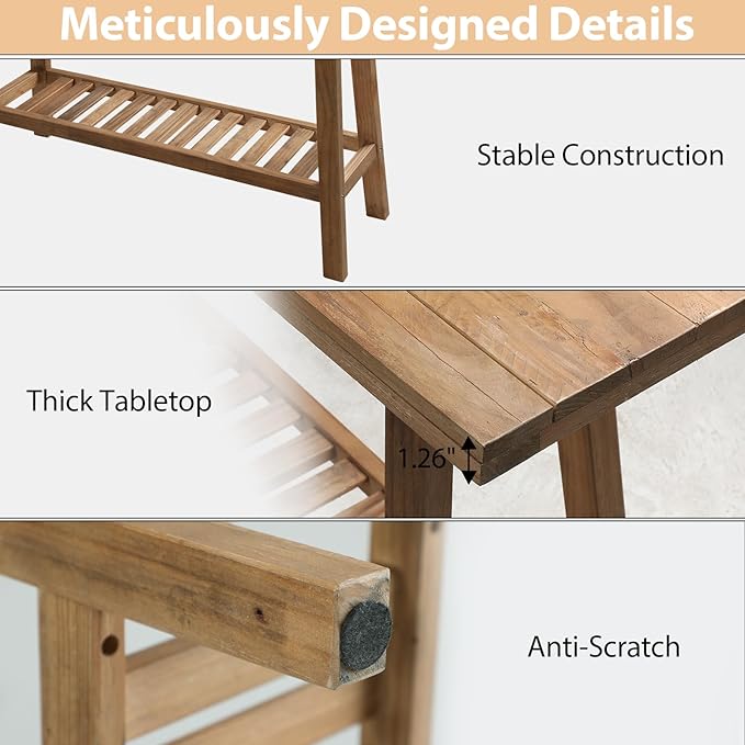 HOKYHOKY Reclaimed Solid Wood Bench-43.3" Farmhouse Entryway Bench with Storage Shelf, Narrow Rustic Bench for Hallway, Kitchen, Bedroom, Dining
