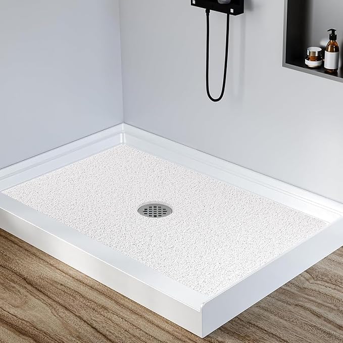 ZOESOE Shower Mat Non Slip: 24x36 Inch Large Shower Mats for Inside Shower with Drain Hole in Center, Super Soft PVC Loofah Massage Shower Stall Mat, Anti Slip Shower Floor Mat, Quick Drying