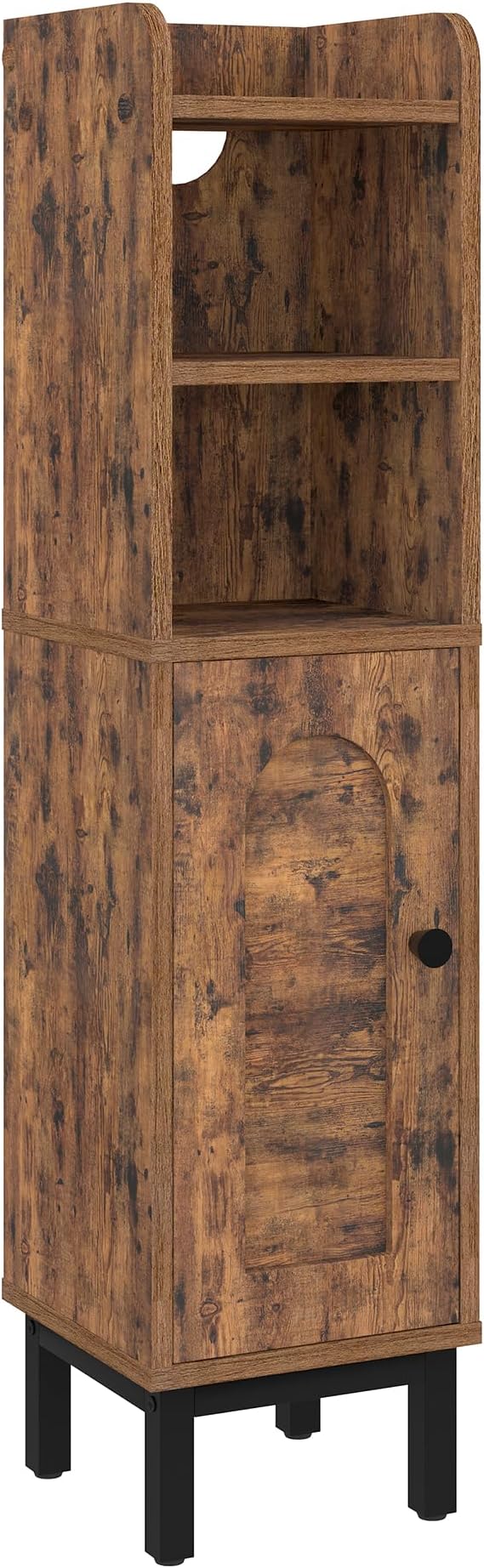 Hzuaneri Bathroom Storage Cabinet, Small Corner Floor Cabinet with Door and Shelves, Narrow Toilet Paper Holder, Bathroom Organizer with Adjustable Shelf, for Small Spaces, Rustic Brown BC08201X