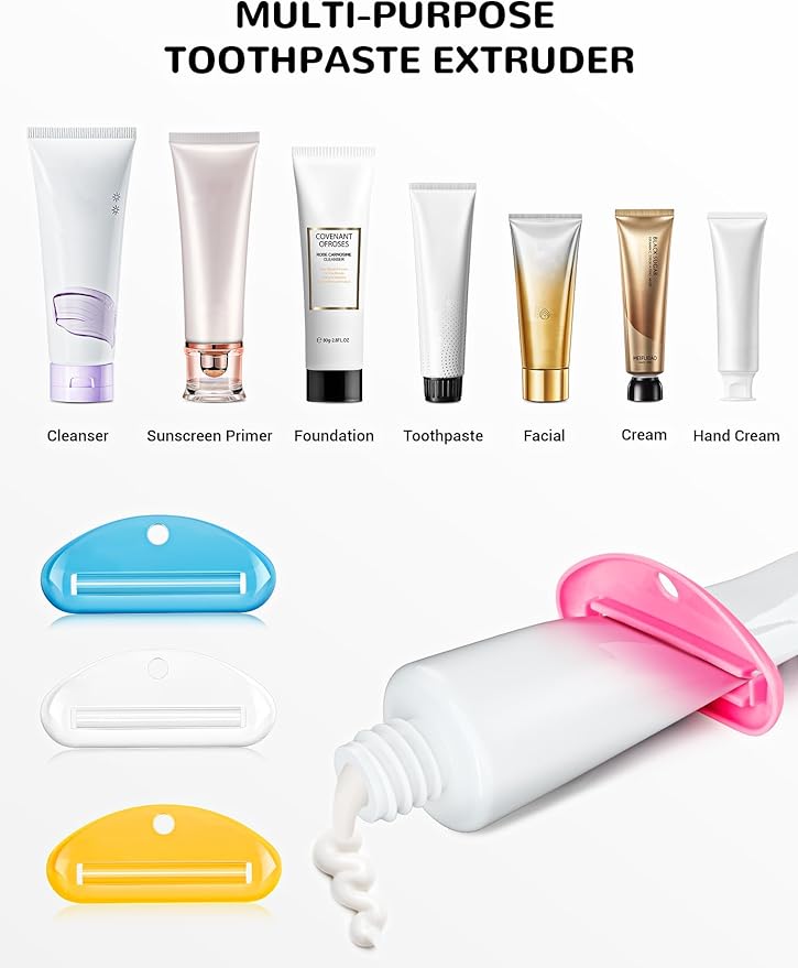 EVOULTES 4PCS Toothpaste Squeezer, Colorful Plastic Toothpaste Tube Squeezer Toothpaste Dispenser HangingTube Squeezer Tool, Toothpaste Clip for Bathroom, Suitable for Toothpaste, Cream, Cosmetics