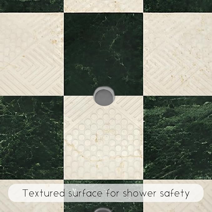 Bathtub Mat Non Slip, Checkered Square Bath tub Mat Shower Floor Mat with Suction Cups for Adults Kids Elderly 21 X 21 Inch