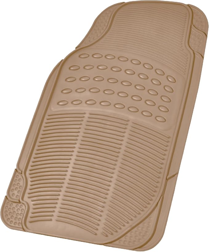 BDK ProLiner Floor Mats for Cars Trucks SUV, 4-Piece All-Weather Car Mats with Universal Fit Design, Durable Car Floor Mat with Capture Ridges, Waterproof Rubber Floor Mat for Cars (Beige)