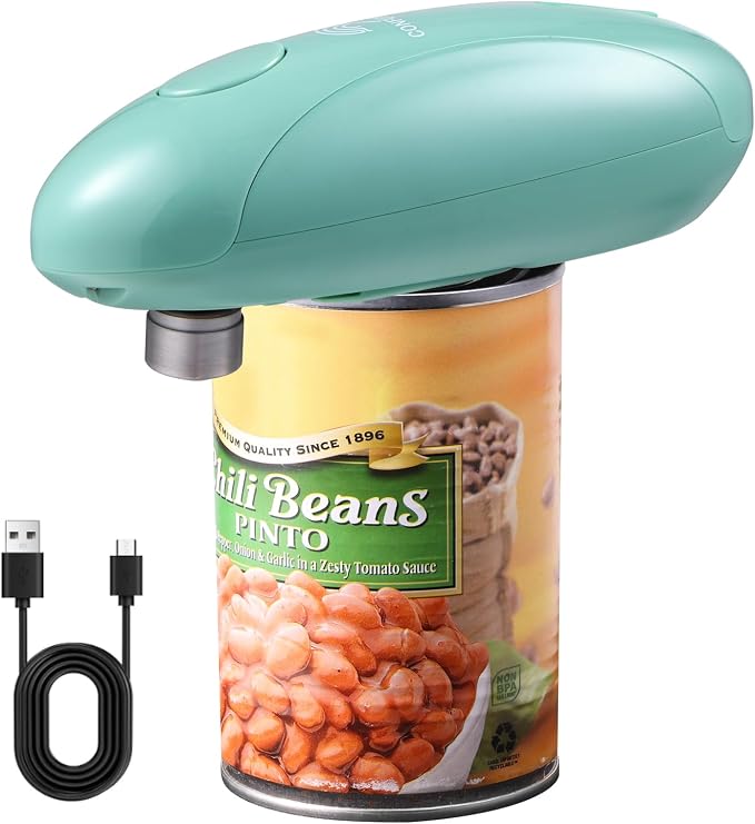 Can Opener Electric - Upgraded One-Touch Automatic, Smooth Edge, USB-C Rechargeable, Perfect for Seniors (Green)
