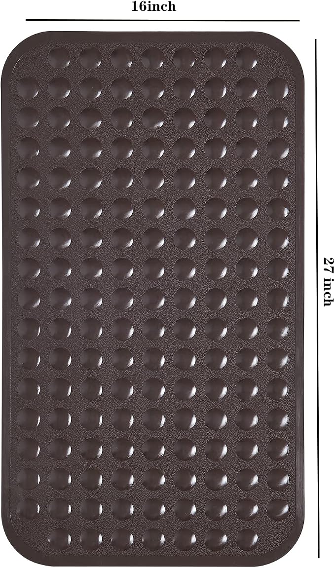 Yanzifly Bathtub Mat Non Slip Bath Mat for Tub Silicone Soft Bath Tub Mat Non Slip Shower Mats, Suction Cups Bath Tub Anti Slip Matt for Family Use, Machine Washable- Brown