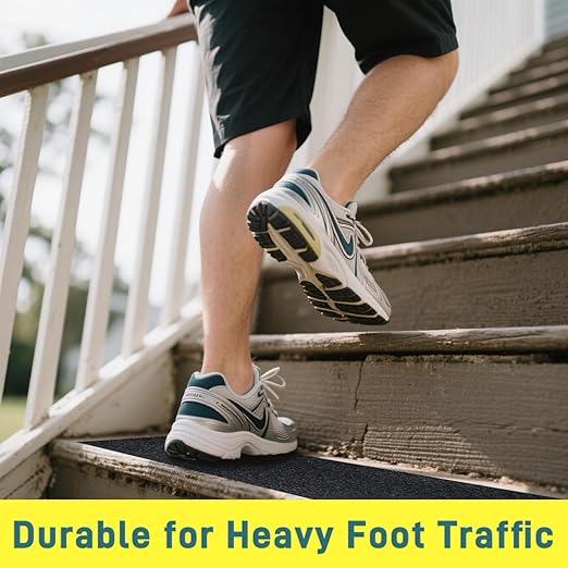 Anti Slip Tape, 6 Inch x 16 Ft Grip Tape for Stairs Outdoor/Indoor, Waterproof Non Skid Roll for Stair Treads Non Slip, High Traction Friction Abrasive Adhesive Stair Steps - Black