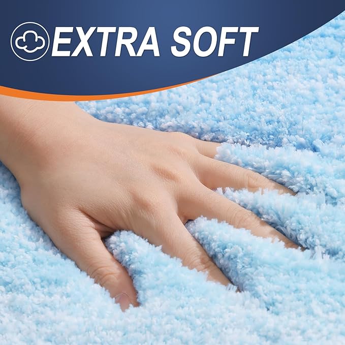 OLANLY Large Bathroom Rugs Mat 50x30, Extra Soft Absorbent Microfiber Bath Rugs, Rubber Backing, Quick Dry, Machine Washable Bath Mats for Bathroom, Tub and Shower, Home Decor Accessories, Sky Blue