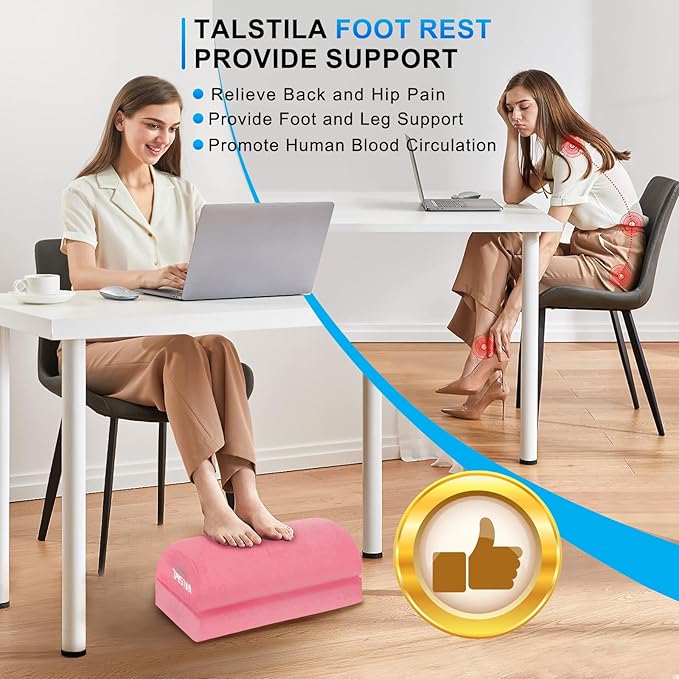 TALSTILA Foot Rest for Under Desk at Work, Under Desk Footrest, Ergonomic 2 Adjustable Heights Footrest, Footrest with Feet Warm Pocket, for Office Desk & Office Chair…