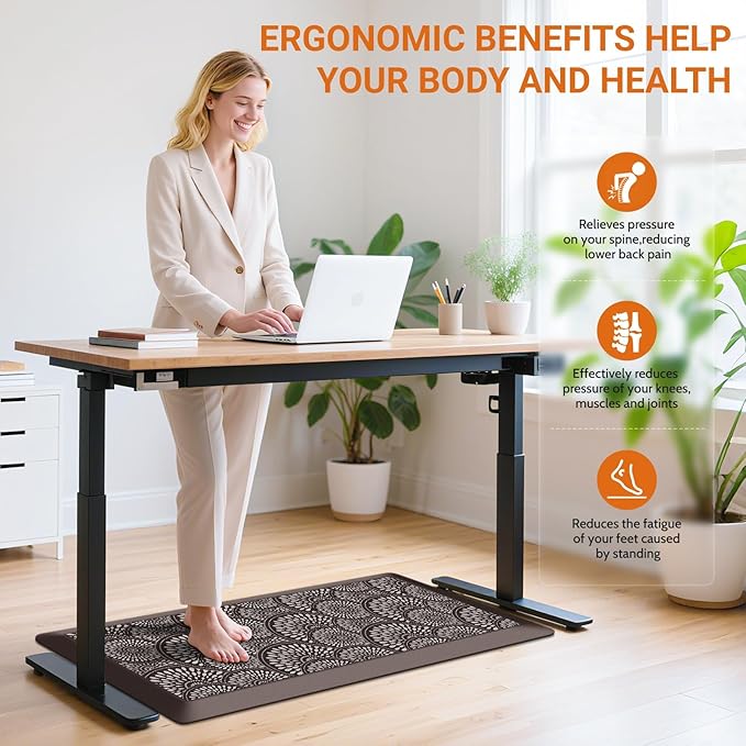 Mattitude 4/5 Inch Kitchen Mat, 20x39in Heavy Duty Ergonomic Comfort Foam Standing Desk Mat, Waterproof Non-Slip Standing Mats and Rugs for Kitchen, Office, Chocolate