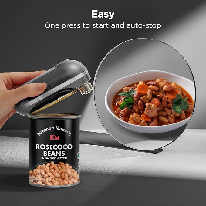 Kitchen Mama Mini Plus Rechargeable Electric Can Opener: USB-C Charging, Hands-Free, Auto Stop, Compact, Cordless, Smooth Edge - Perfect for Seniors with Arthritis, Home, and Travel (Metal Gray)