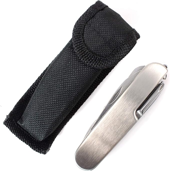 Stainless Steel Multi-tool Utility EDC Pocket Knife with Carry Pouch