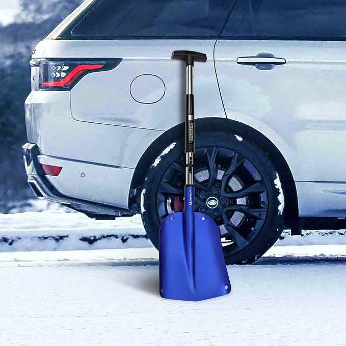Michelin Ultra Compact 40" Folding Utility Snow Shovel for Car Emergency, Blue, Telescoping Handle, Collapsible, Lightweight, Winter Survival Gear, for SUV, Truck, Snowmobile, Camping - 2 Pack