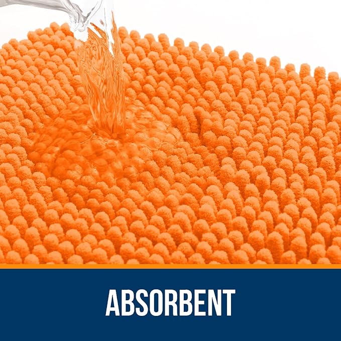 OLANLY Large Bathroom Rugs 44x32, Extra Soft Absorbent Chenille Bath Rugs, Rubber Backing Quick Dry, Machine Washable Bath Mats for Bathroom Floor, Tub and Shower, Home Decor Accessories, Orange
