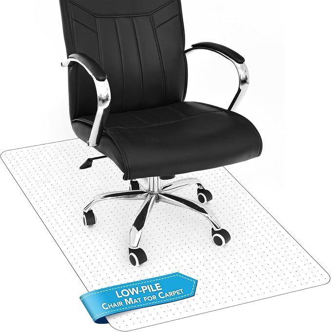 Thickened Chair Mat for Carpet - 47”X 35.5” Heavy Duty Office Chair Mat for Low-Pile Carpeted Floors. Carpet Protector for Office Computer Desk Chair. Easy Rolling, Clear