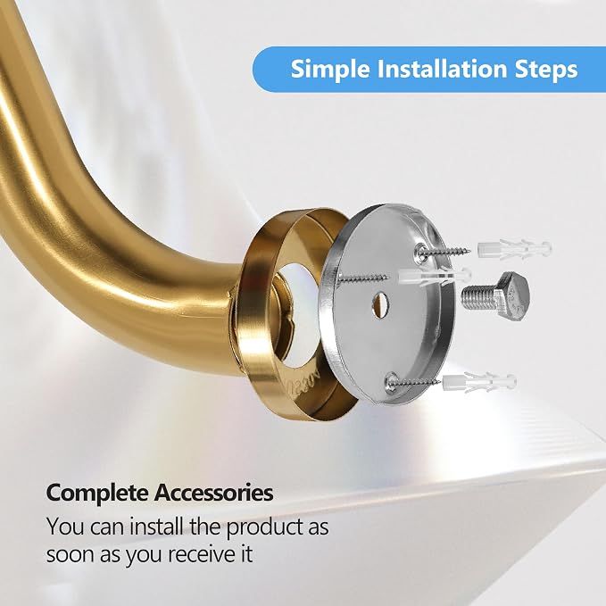 Shower Grab Bar, 2 Pack 32 Inch Gold Bathroom Safety Bar, 1.25" Diameter 304 Stainless Steel Grab Bars for Bathtubs and Showers, Handicap Shower Grab Bar for Seniors Elderly