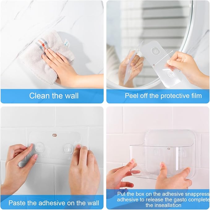 CGBE 2 Packs Cabinet Door Organizer, Acrylic Adhesive Shelf Wall Mounted Storage, Self Adhesive Shower Shelves Without Drilling, Automatic Draining Clear Shower Organizer for Bathroom
